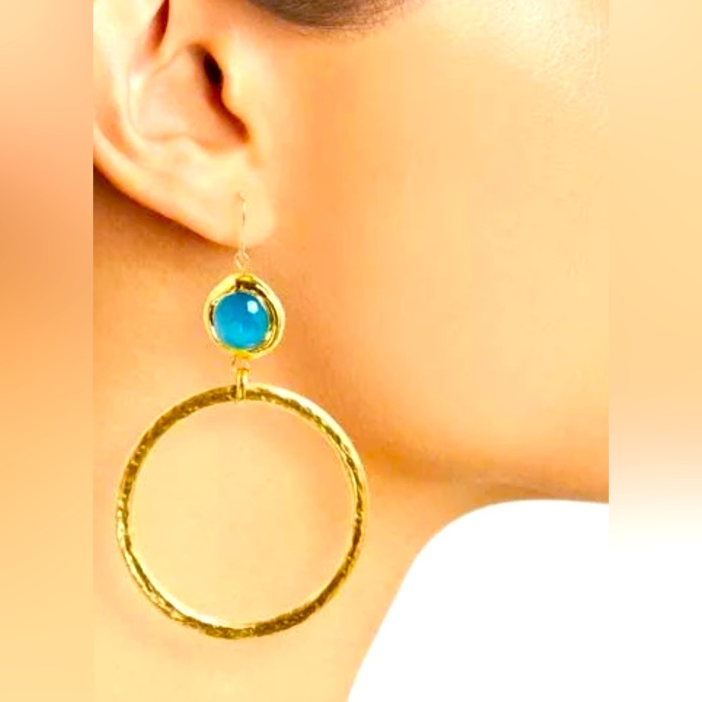 Karine Sultan  Earrings Crystal Drop Hoop Earrings NEW